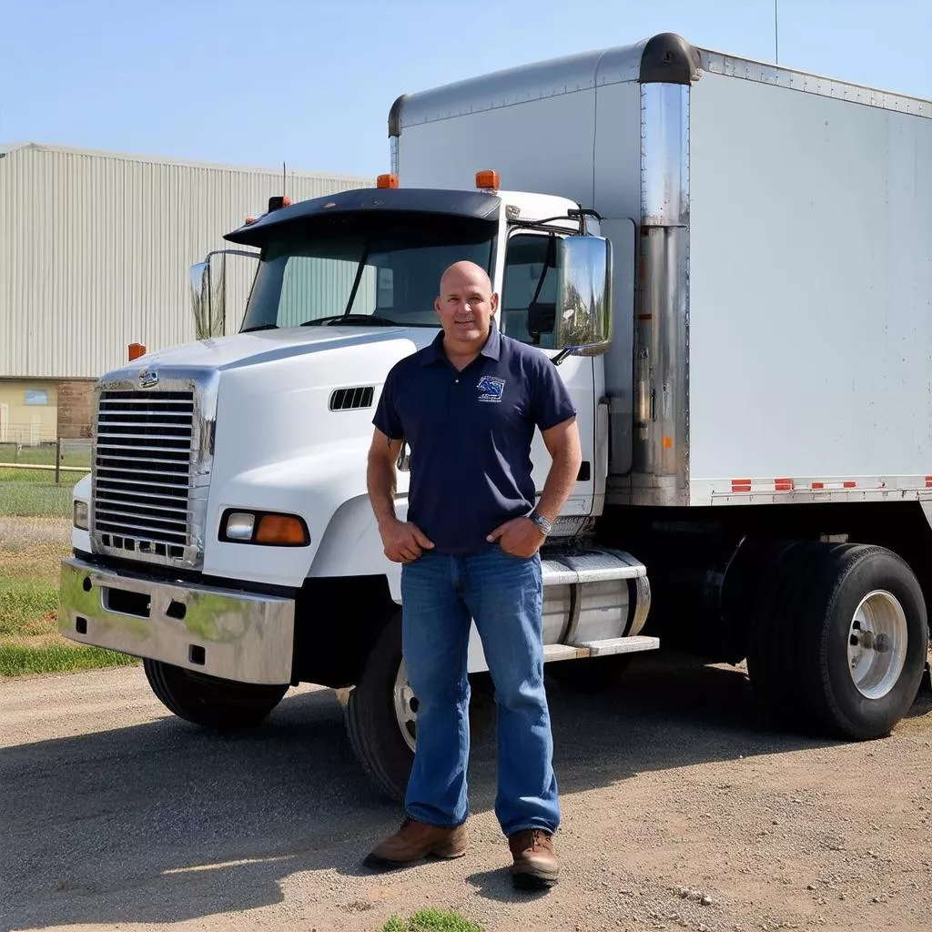 3.5톤 트럭을 운전하는 운전 기사