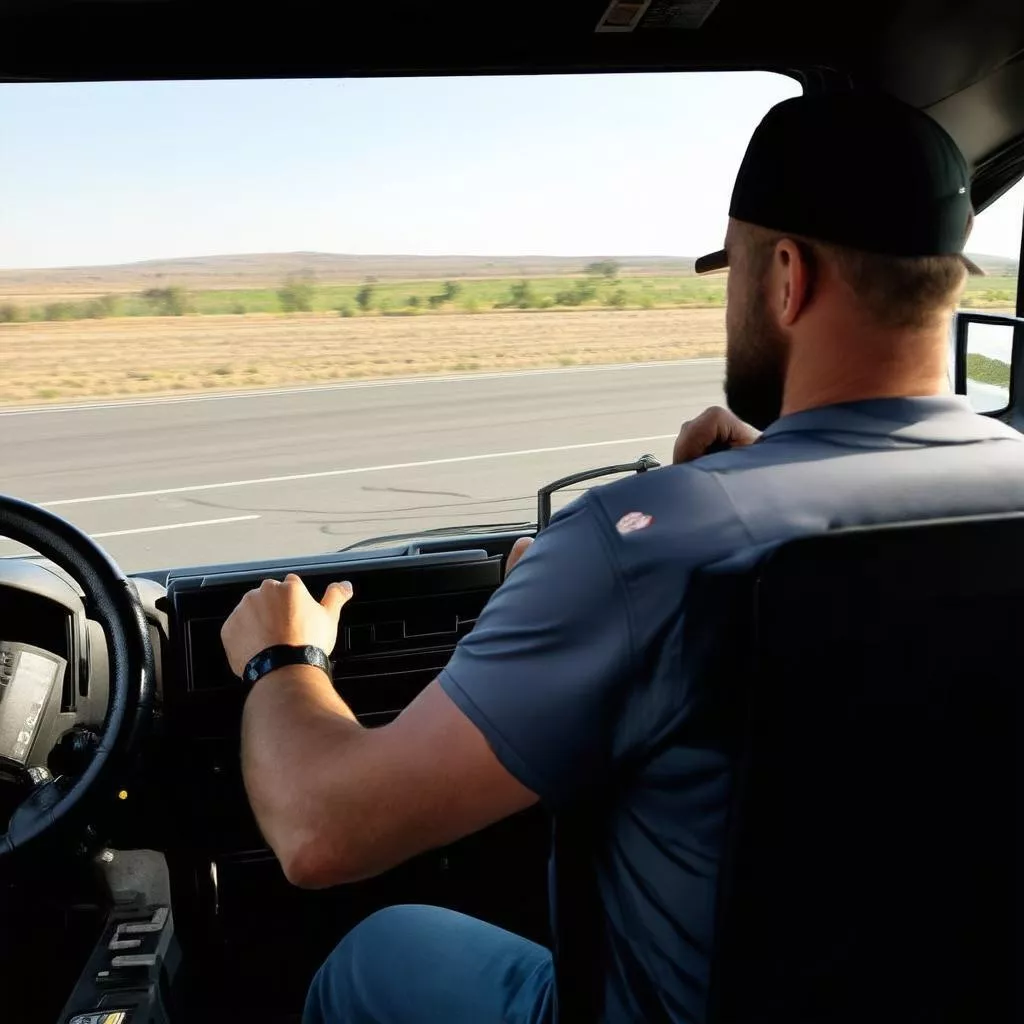 Truck driver driving a truck