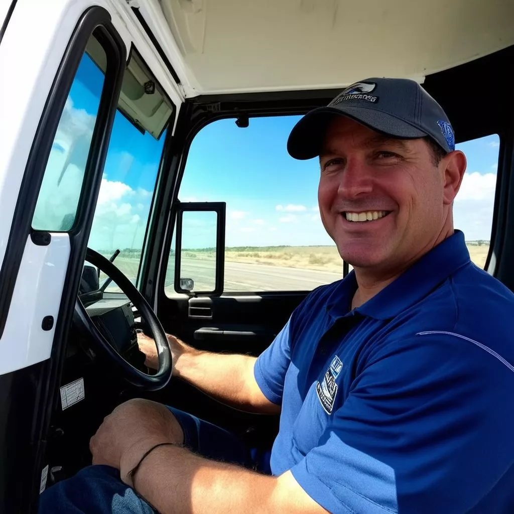 Truck driver behind the wheel