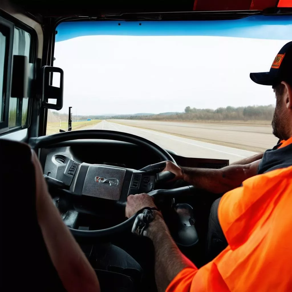 Truck driver driving