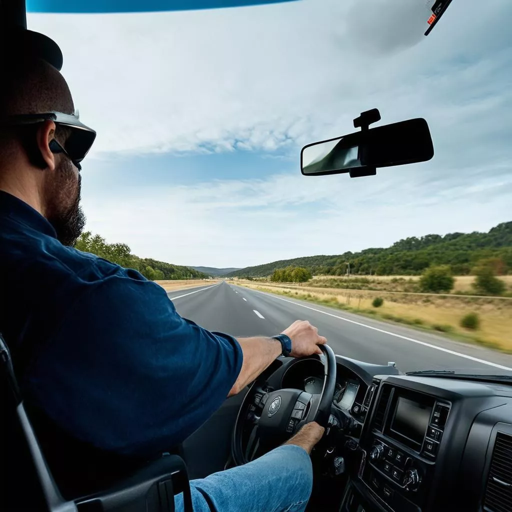 Tài xế lái xe tải hiện đại