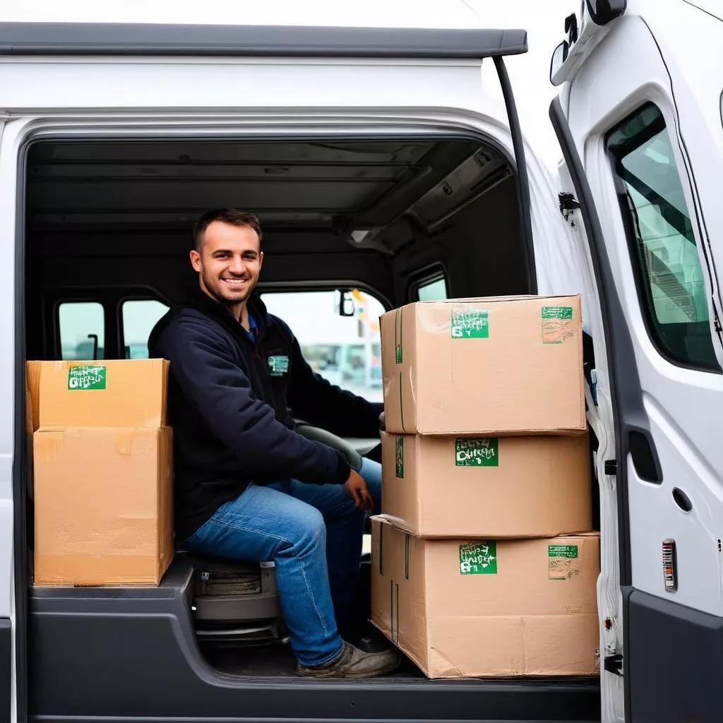 Tài xế vận chuyển hàng hóa