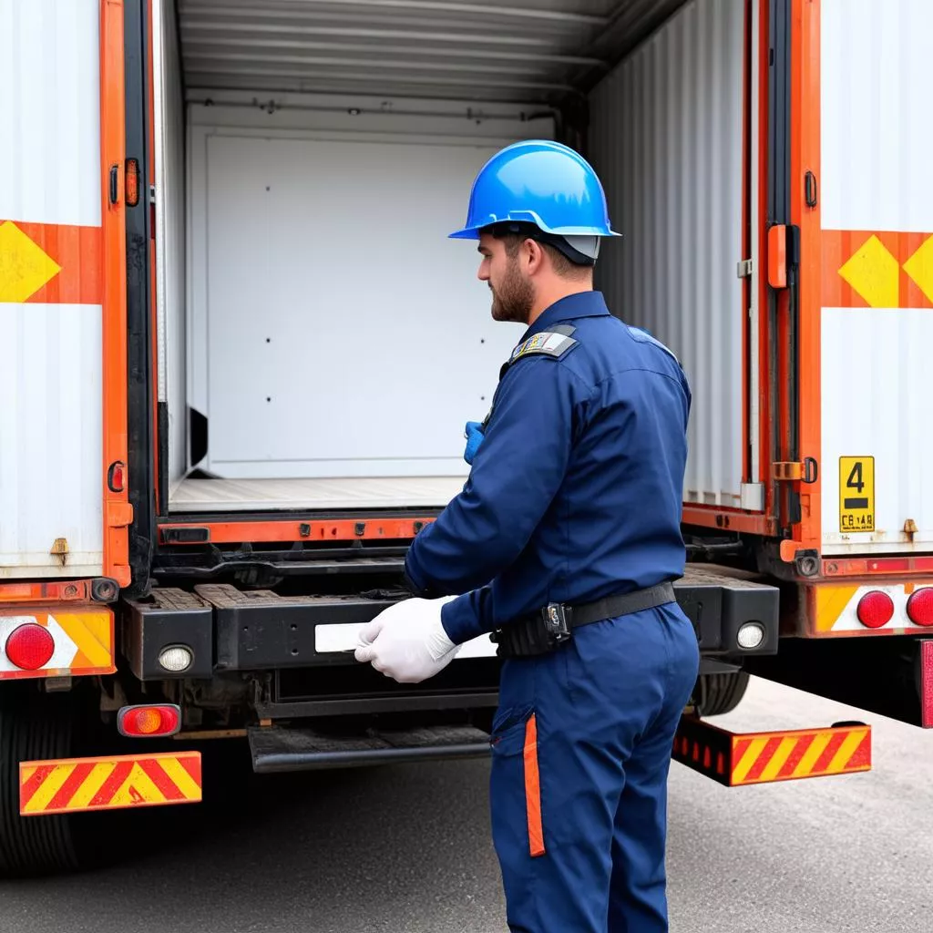 Tài xế xe tải chở hàng