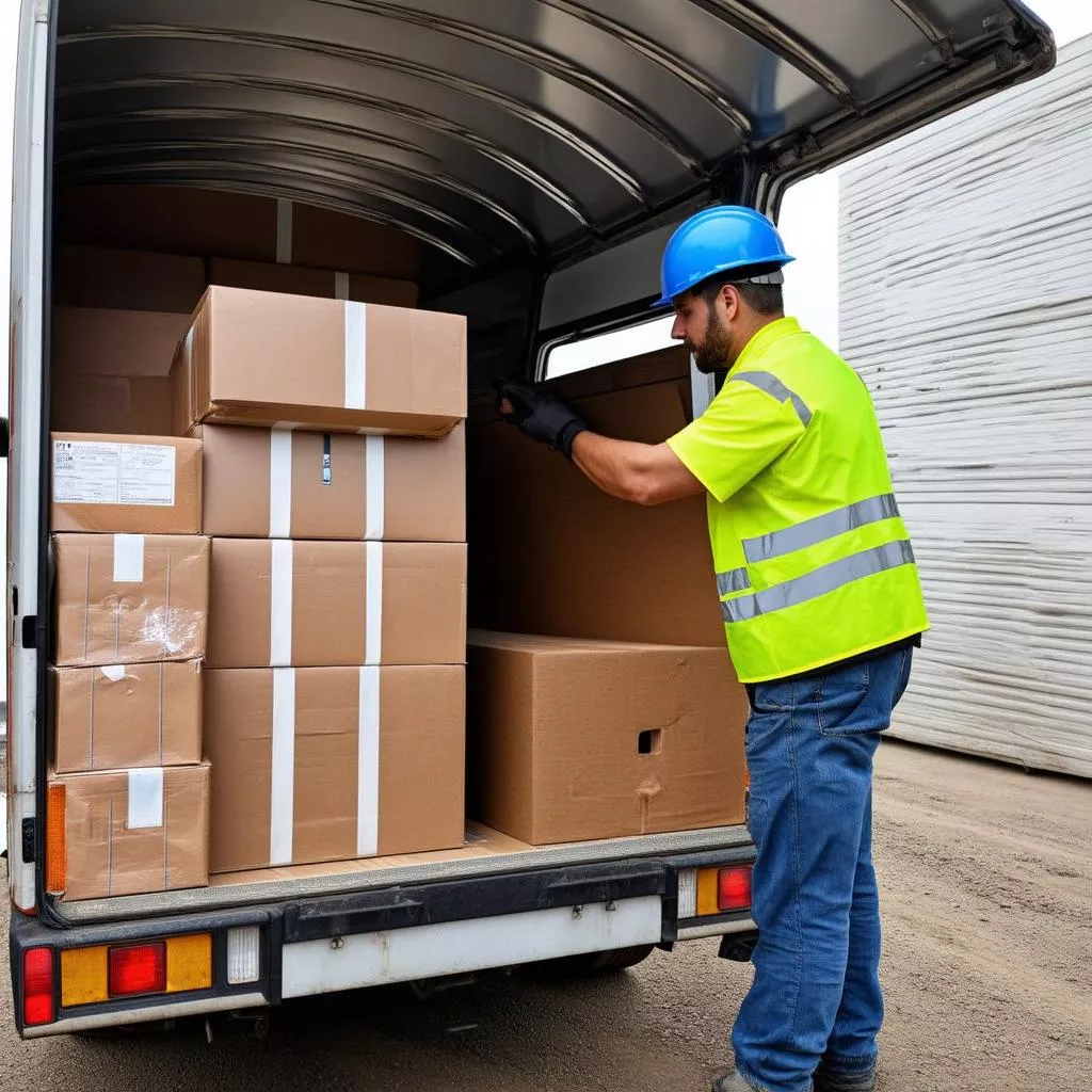 Truck Driver Inspecting Cargo