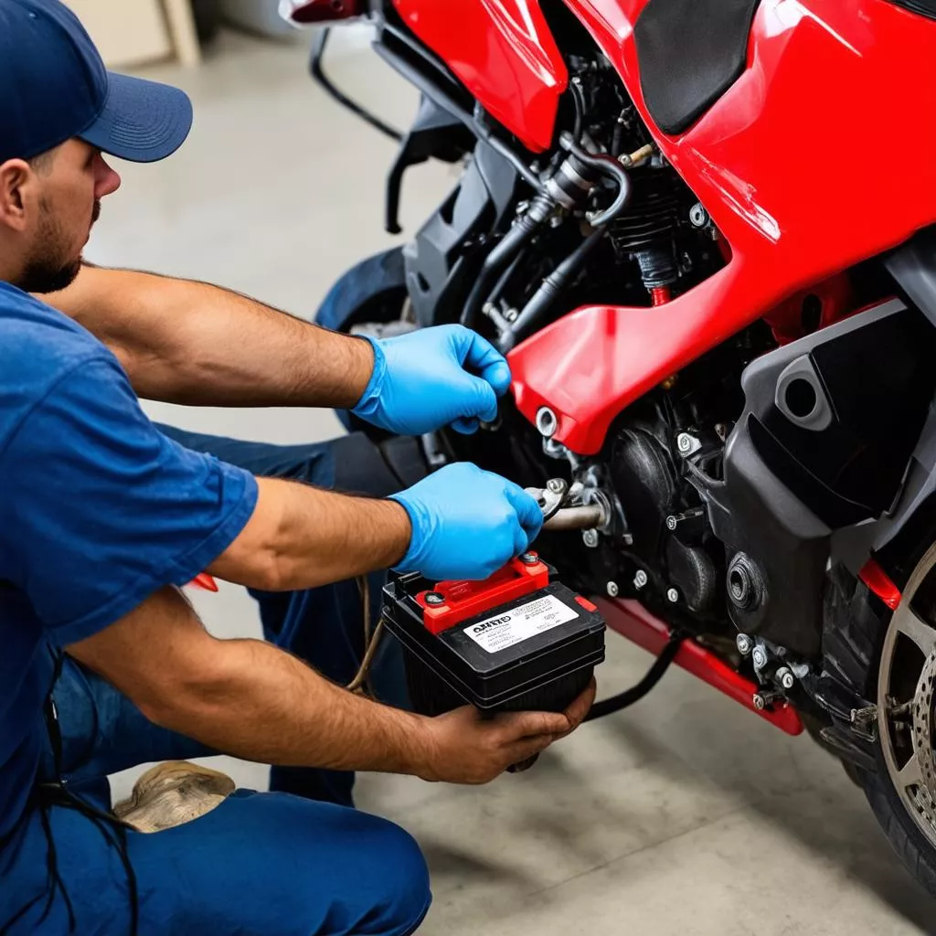 Thay bình ắc quy cho xe máy