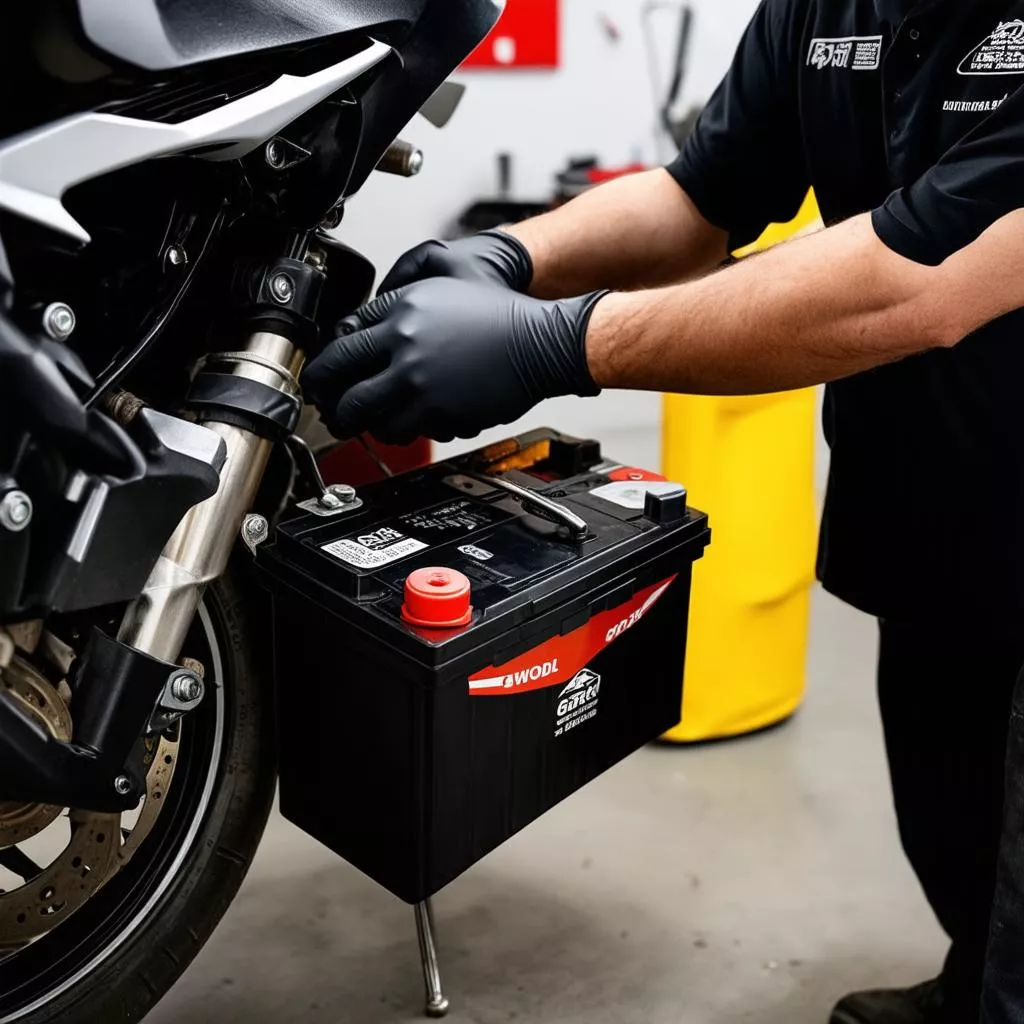 Thay bình ắc quy xe máy