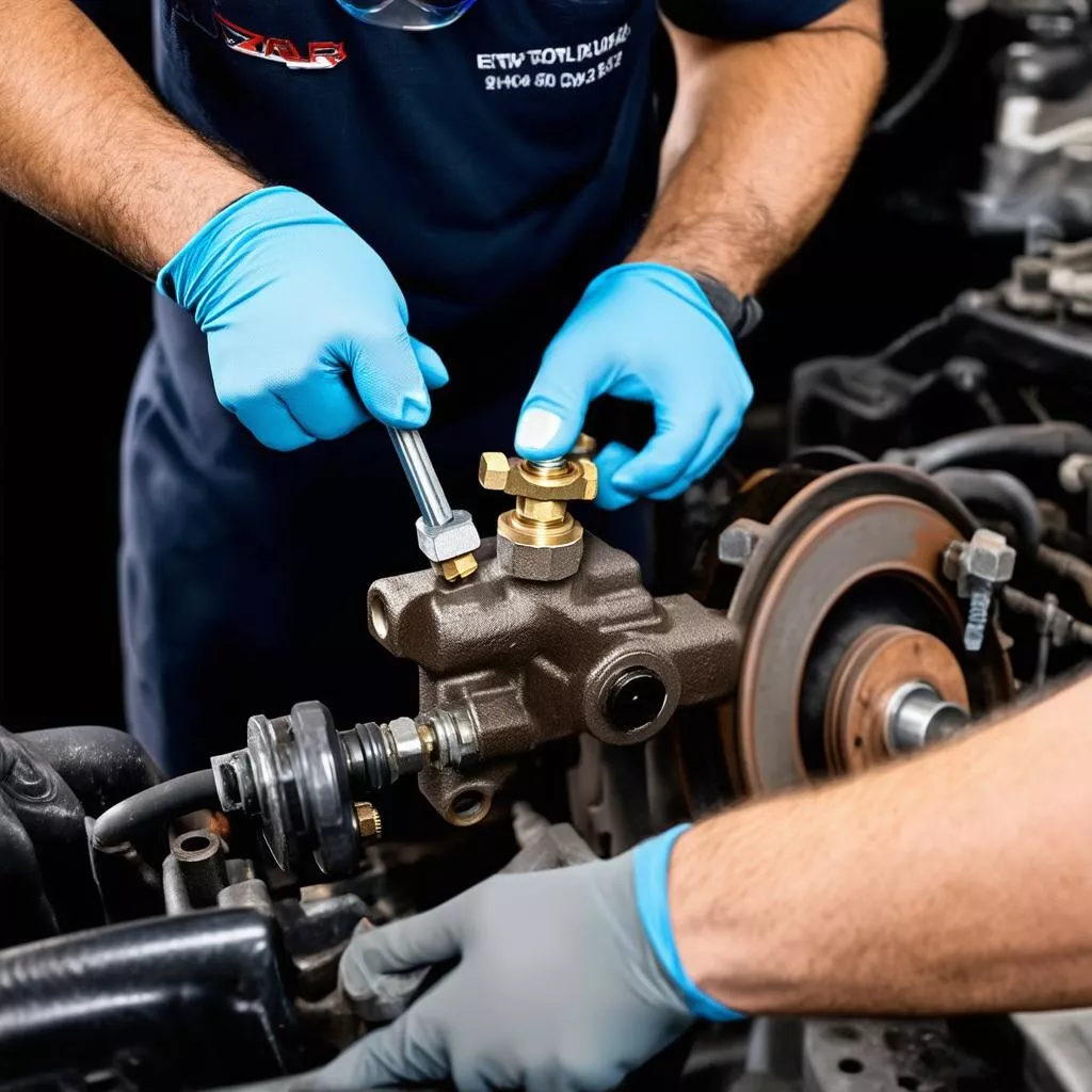 Changing brake fluid in a car