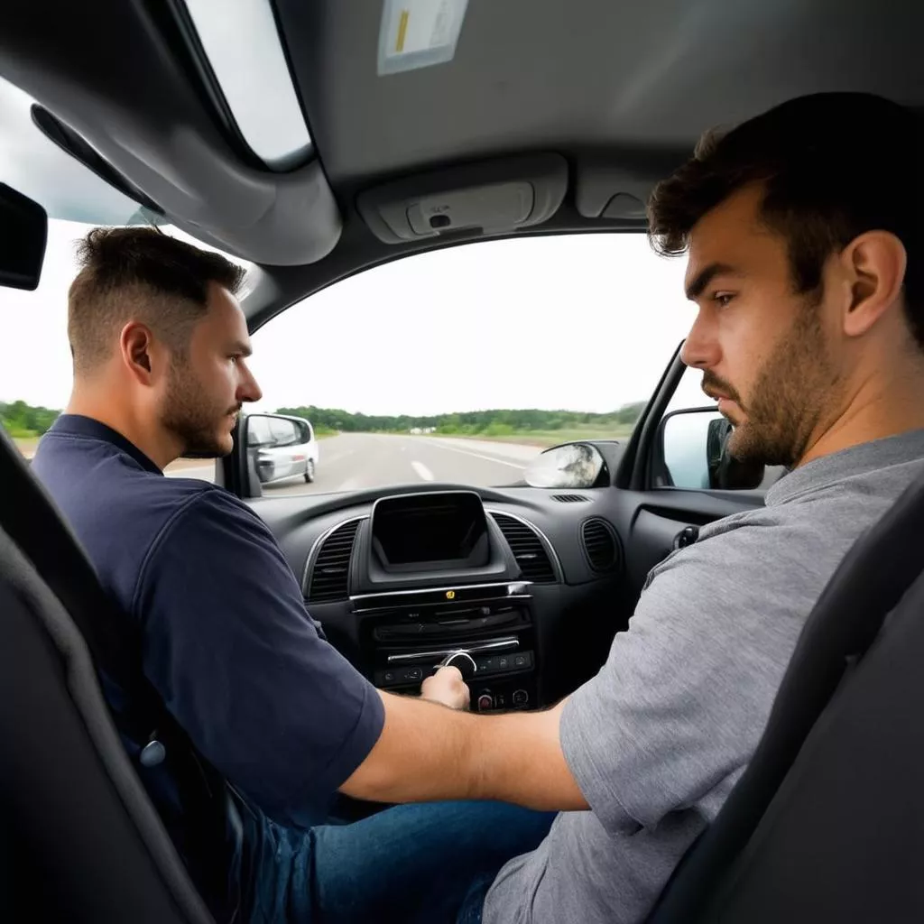 Practicing driving a car