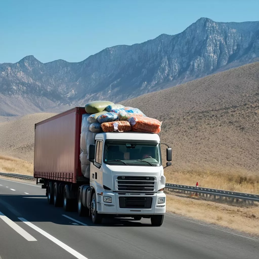Goods being transported by truck