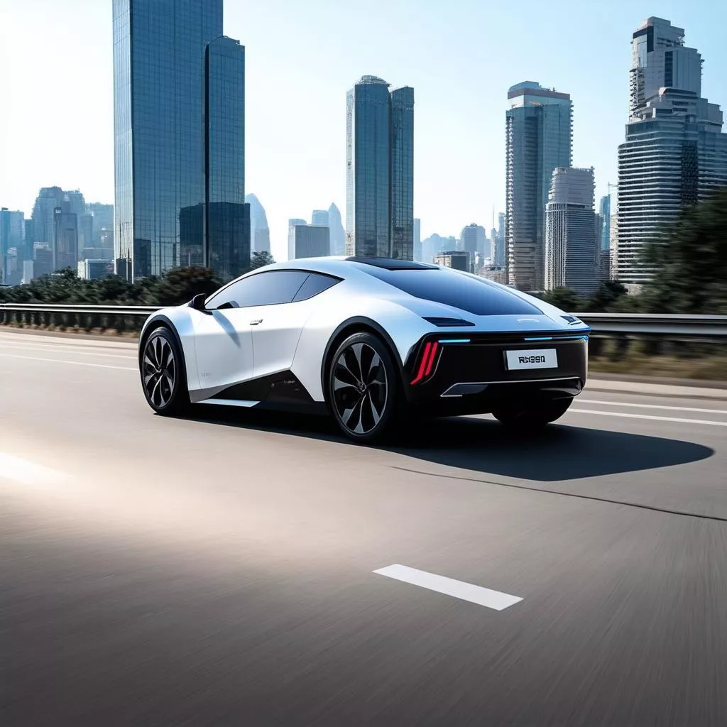 Child drawing an electric car