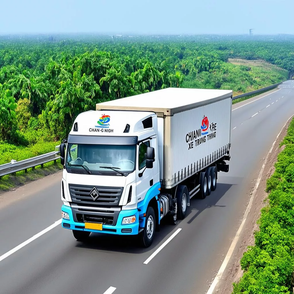 Xe tải vận chuyển hàng hóa trên đường