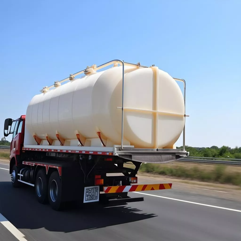 Truck transporting plastic chemical totes