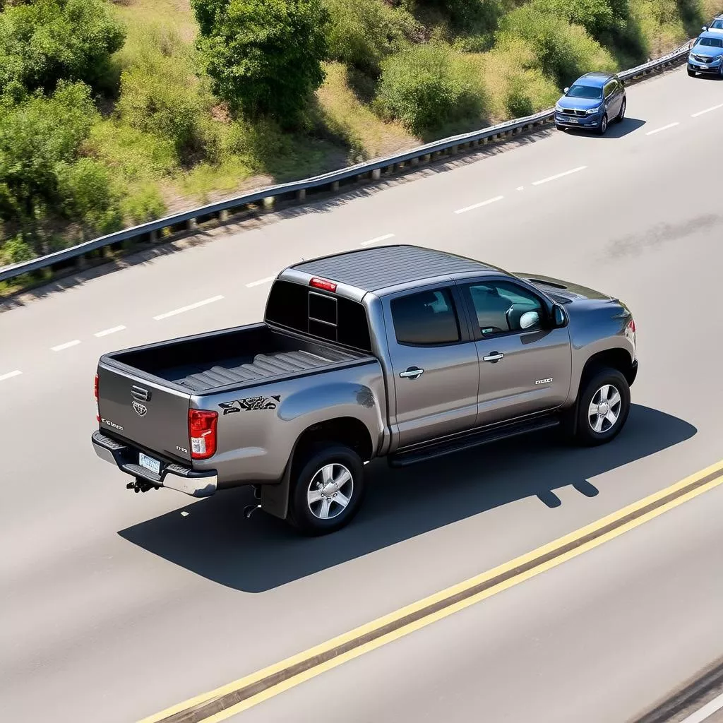 Pickup truck driving on the road