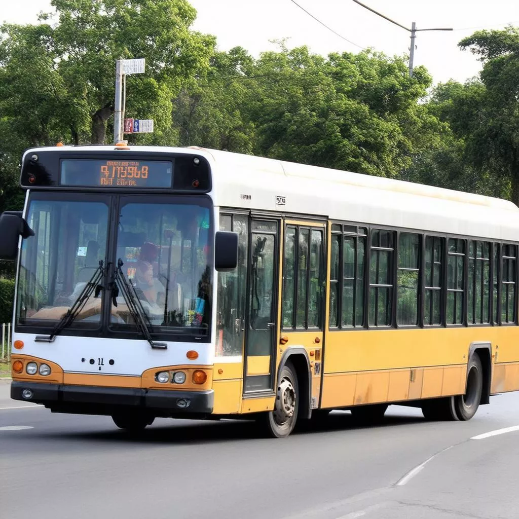 Xe khách chạy trên đường