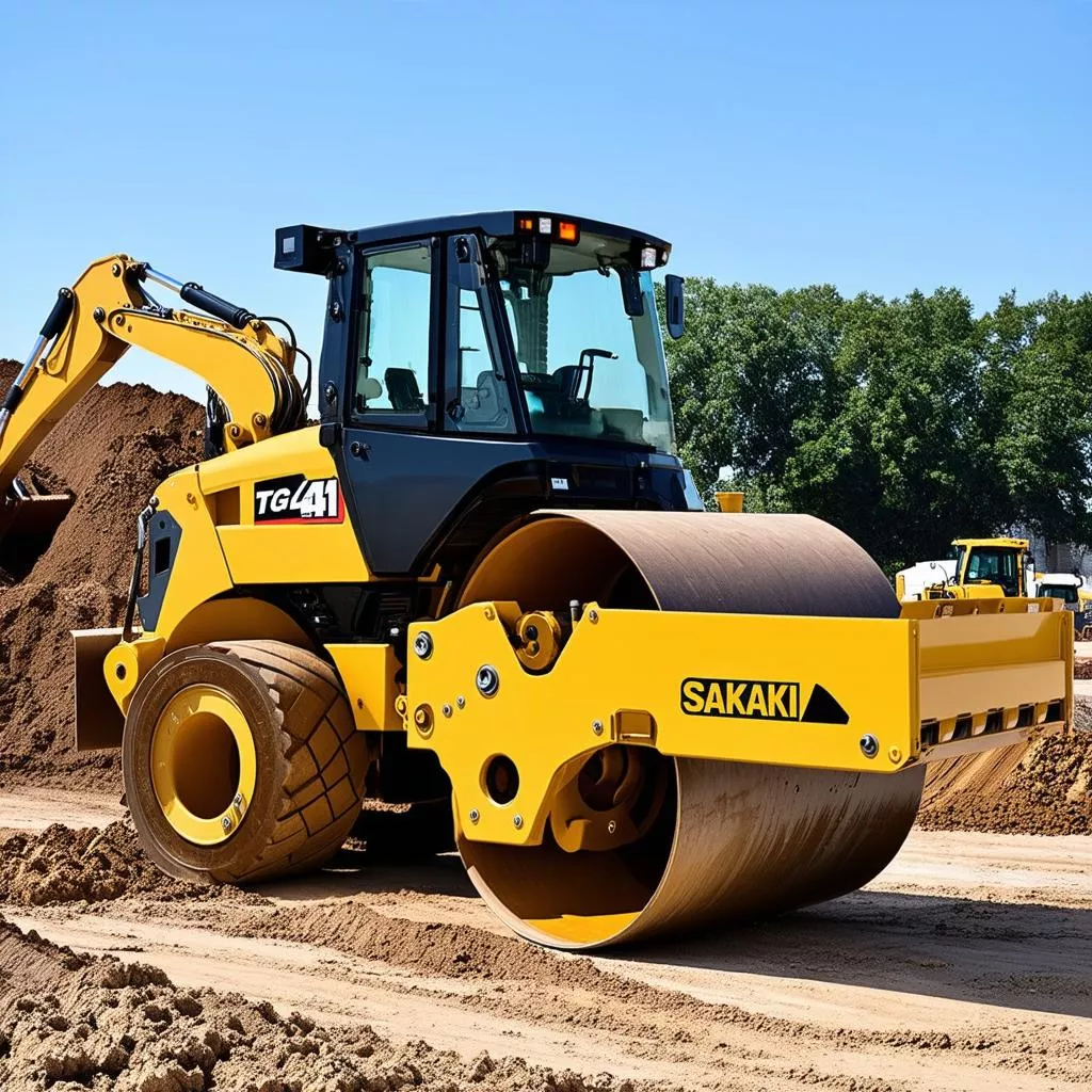 Sakai TG41 4.5 Ton Roller on a Construction Site