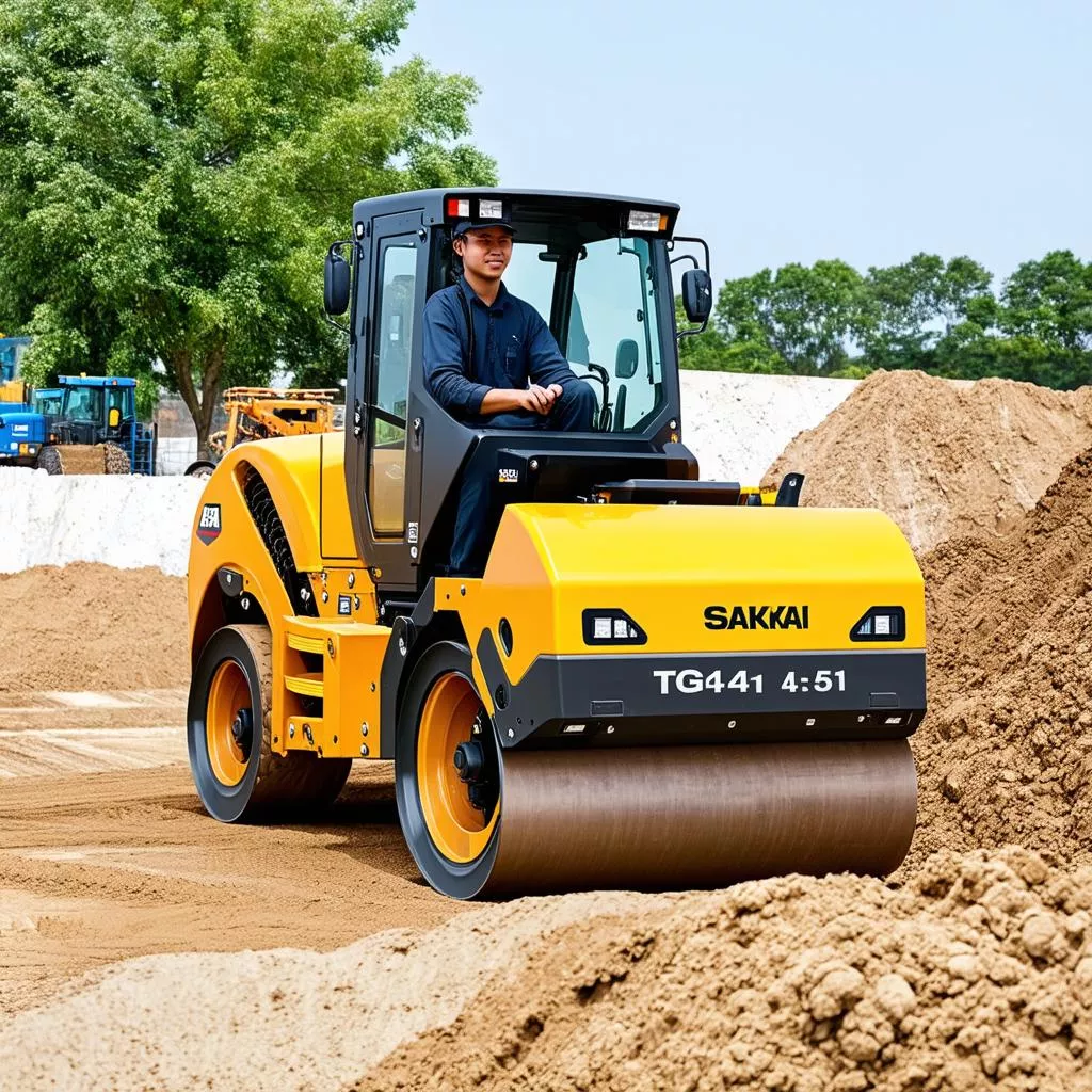 Xe lu 4.5 tấn Sakai TG41 với người vận hành