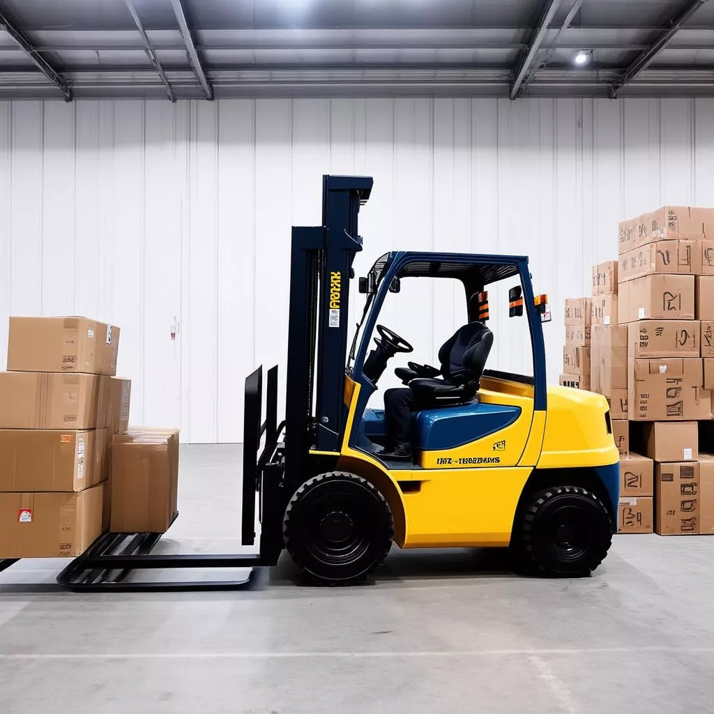 1.5 ton forklift transporting goods