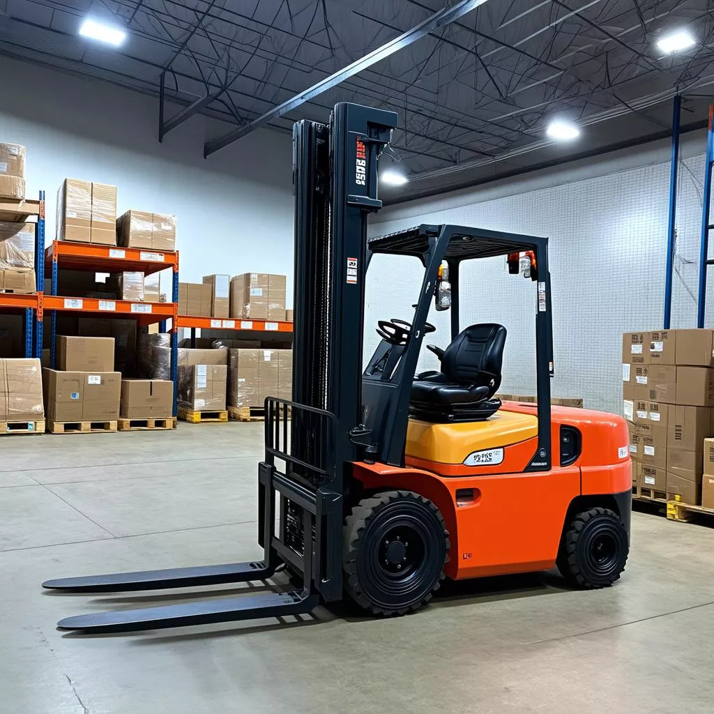 Xe nâng 7 tấn vận hành trong kho