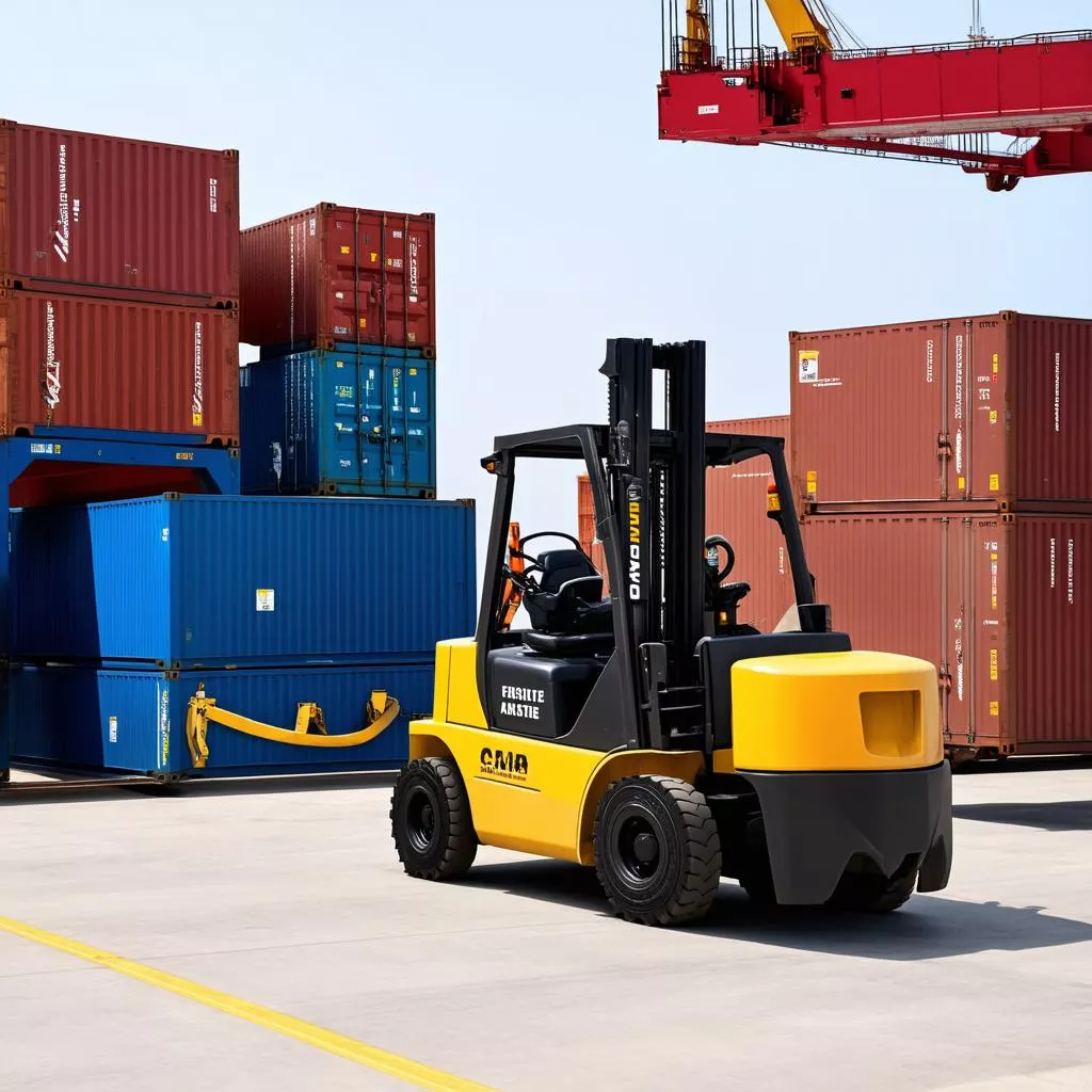 xe nâng chạy điện 3 tấn tại cảng biển