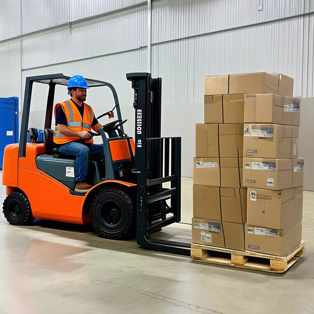 Xe nâng tay dài 2m 3 đến 5 tấn trong kho hàng