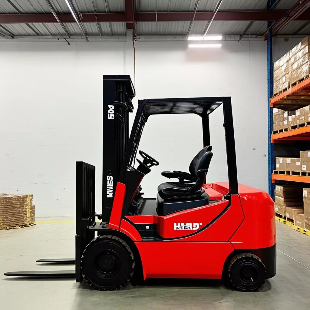 TCM 5 ton forklift operating in a warehouse