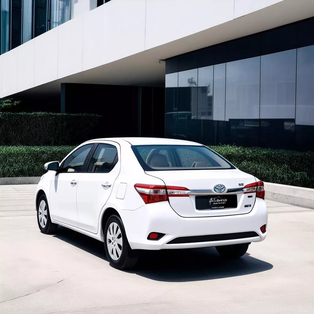 Xe Toyota Vios màu trắng, kiểu dáng sedan sang trọng, lịch lãm