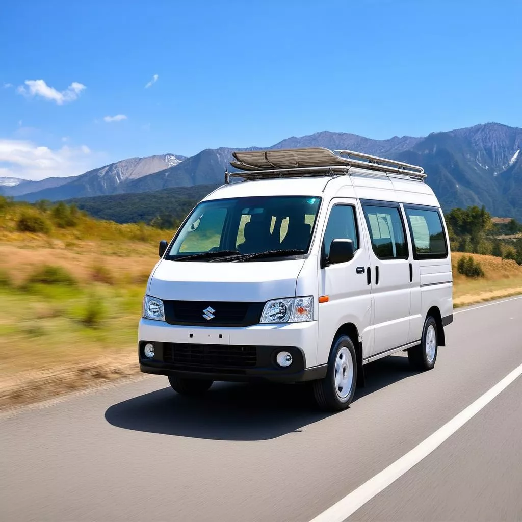 Xe Suzuki Window Van 7 chỗ trên đường du lịch