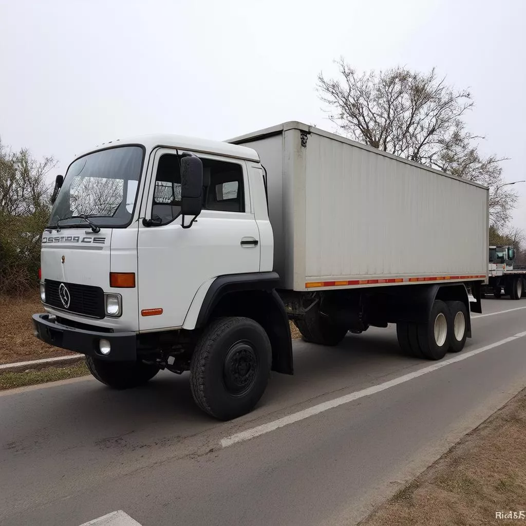 Xe tải 2 tấn đang đậu trên đường