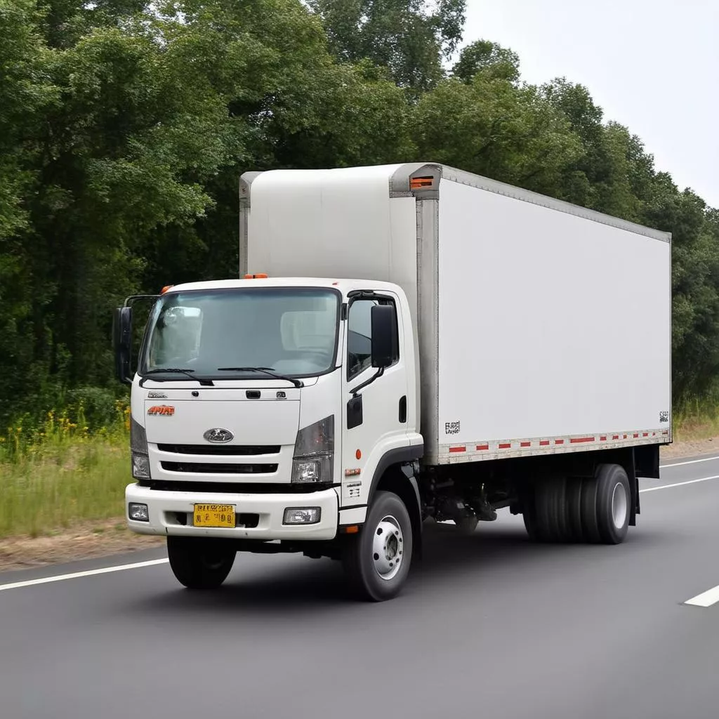 Xe tải 2 tấn di chuyển trên đường