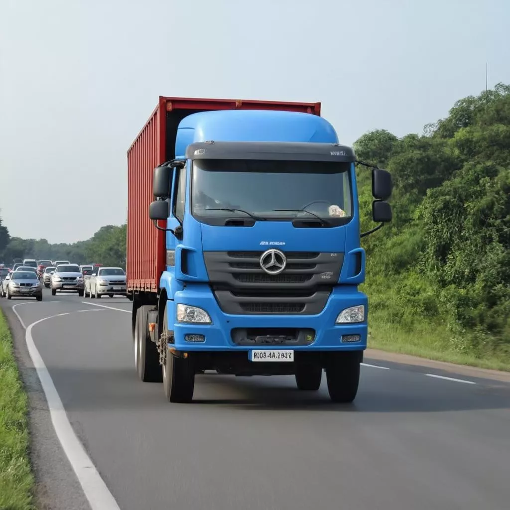 Xe tải 2 tấn lưu thông trên đường