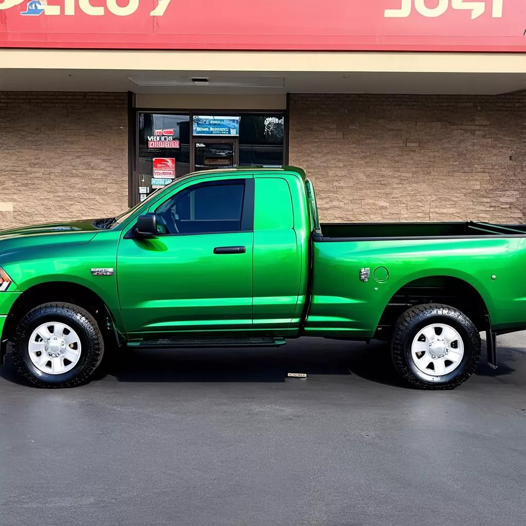 Xe tải 7 tấn rưỡi thùng 5m màu xanh lá cây