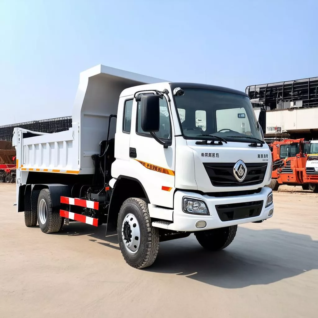 Xe tải ben Dongfeng màu trắng