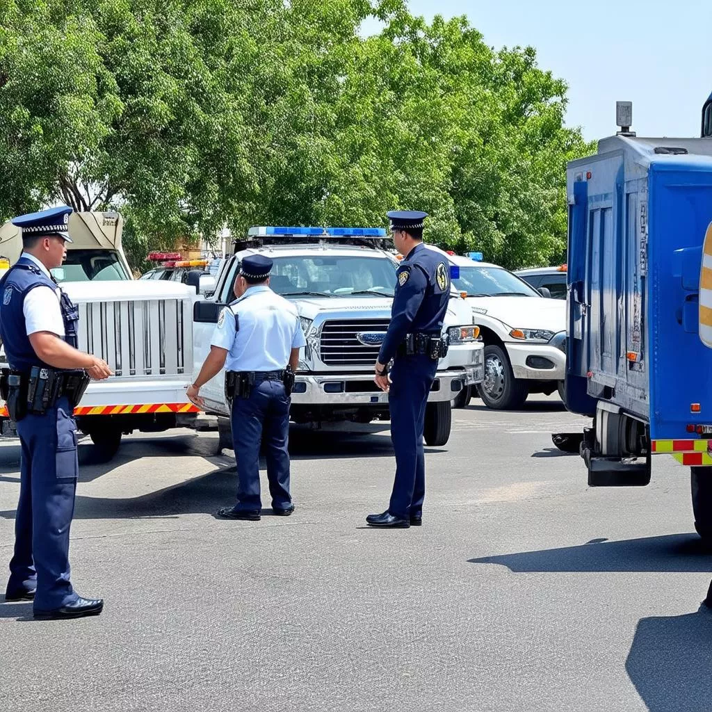 Xe tải bị xử phạt vi phạm luật giao thông