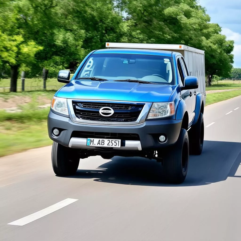 सुंदर नंबर प्लेट वाला ट्रक सड़क पर चल रहा है