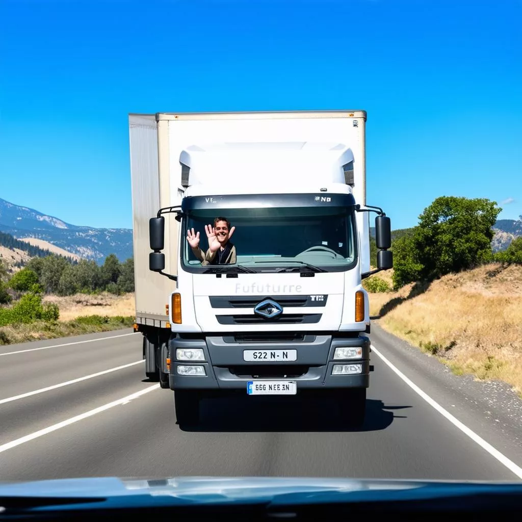 Xe tải biển số 62-N1 Future di chuyển trên đường