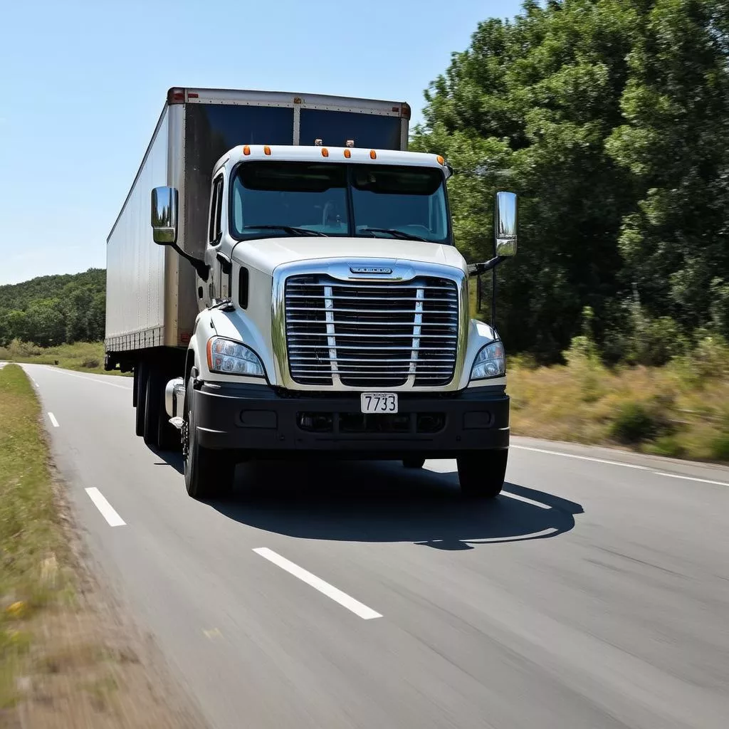 车牌号为73的卡车在路上行驶