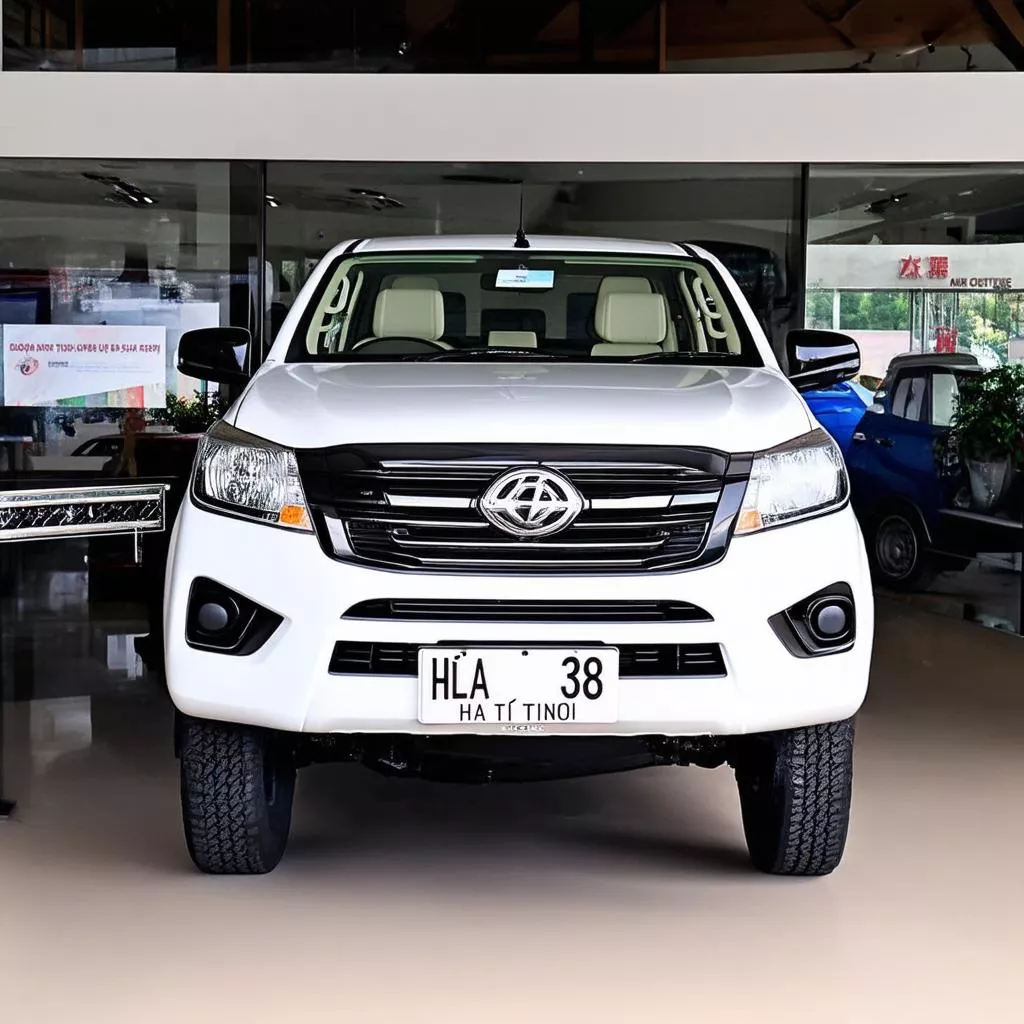 Blue truck with a license plate from Ha Tinh province