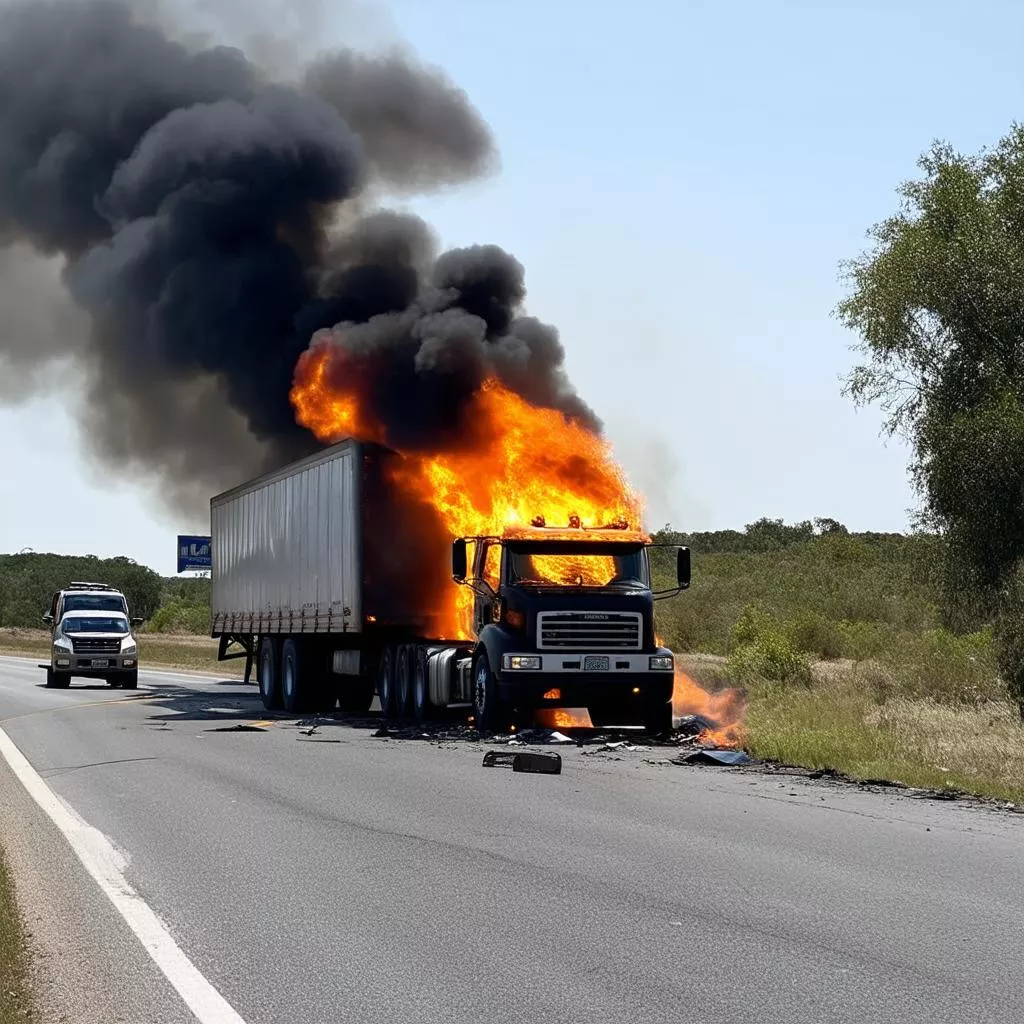 Truck on fire