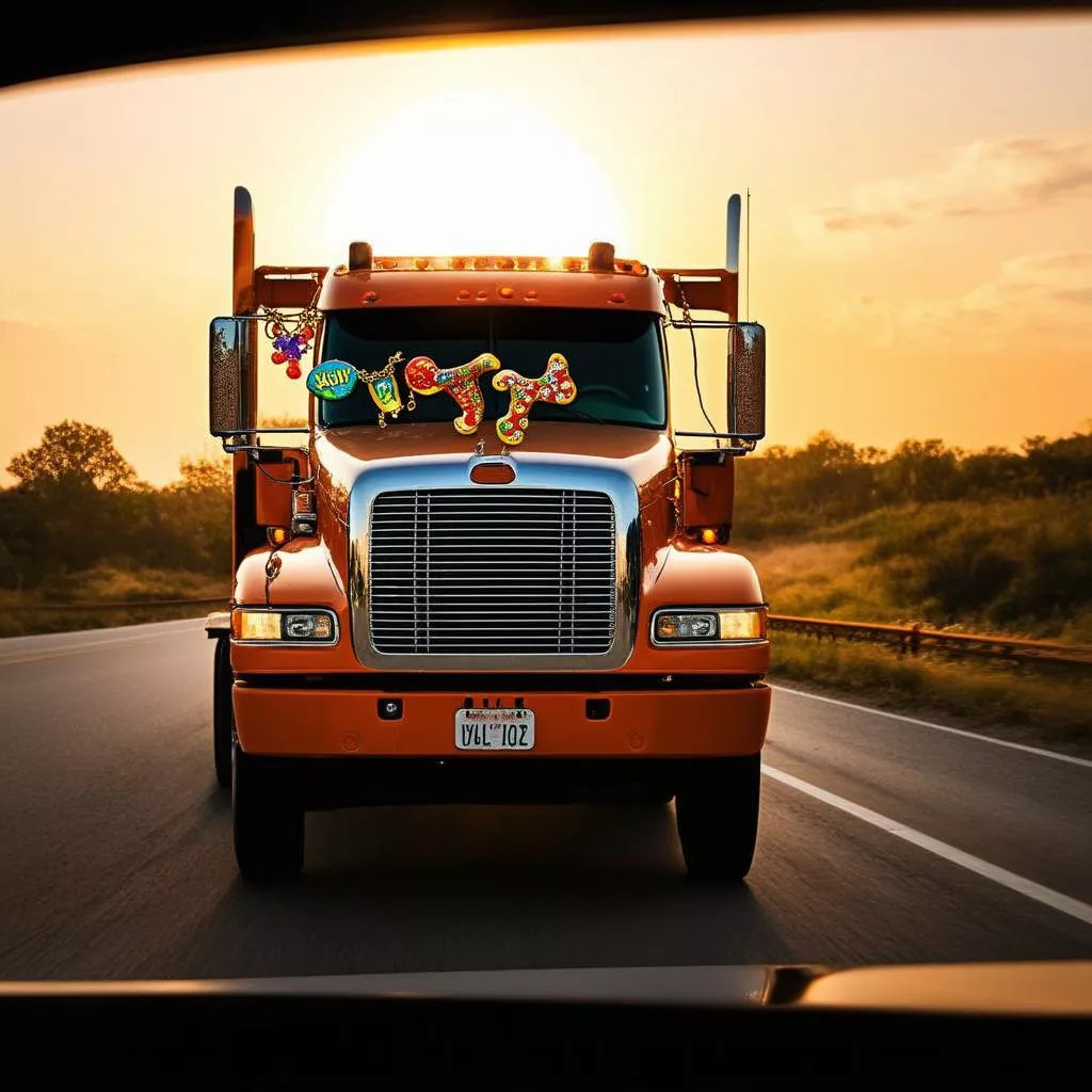 Truck driving on the road