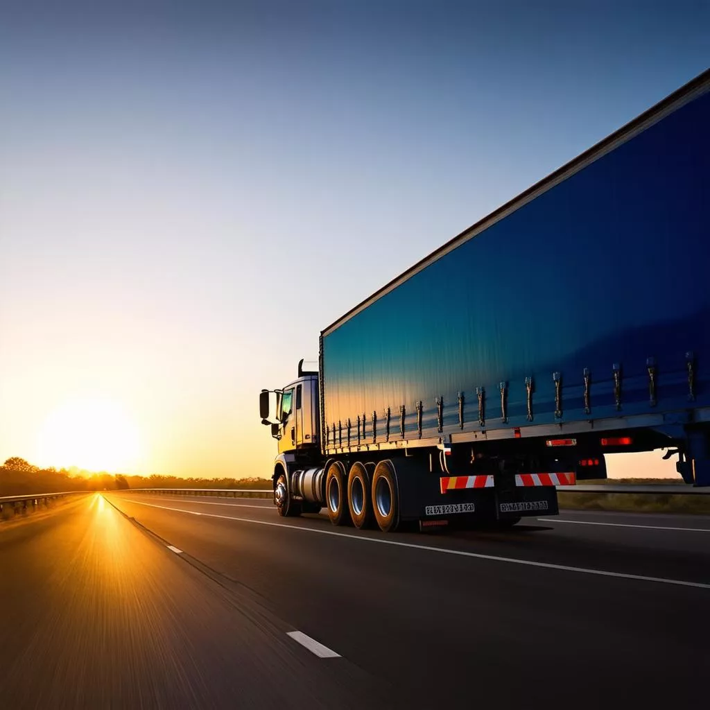 Truck driving on the road