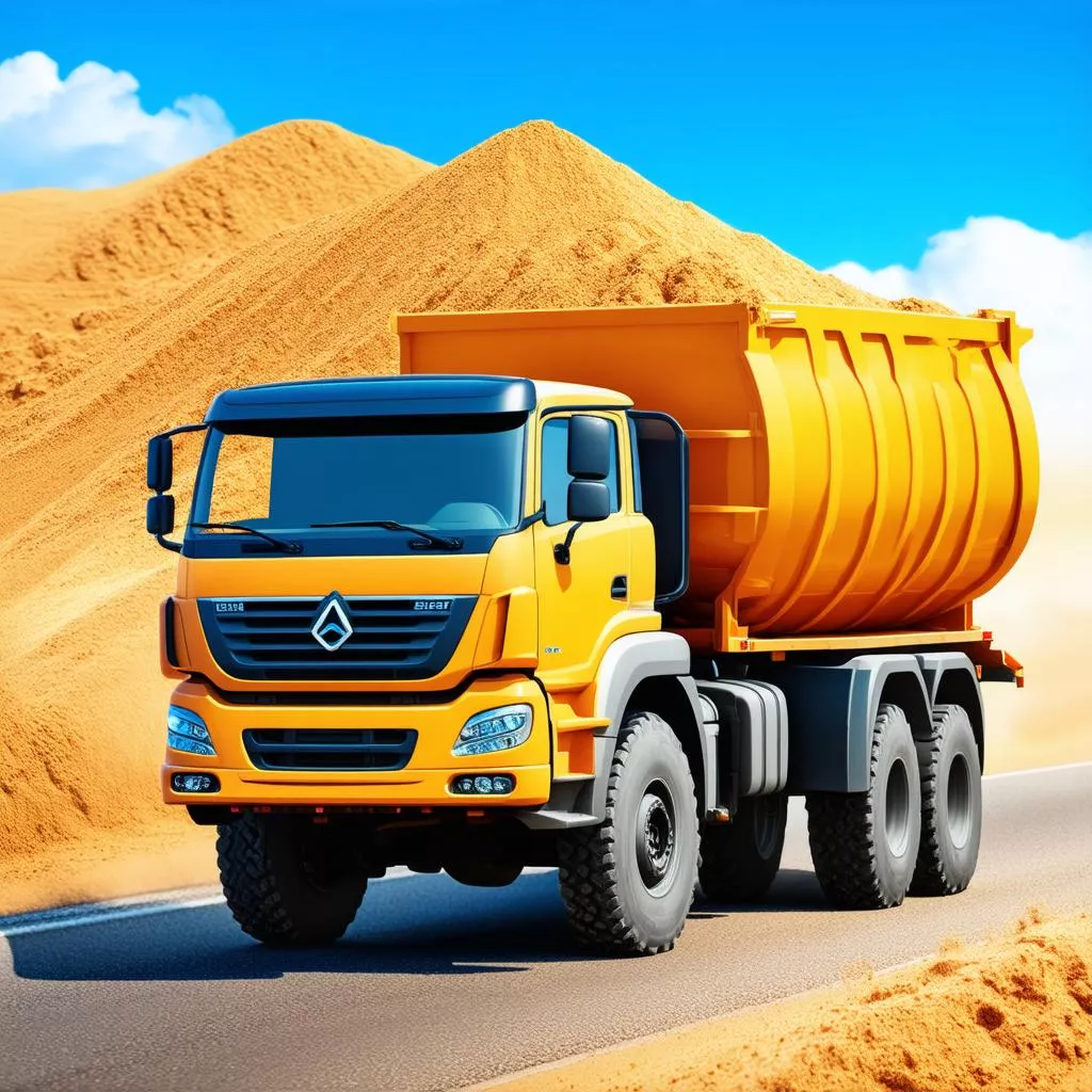Sand truck on the road