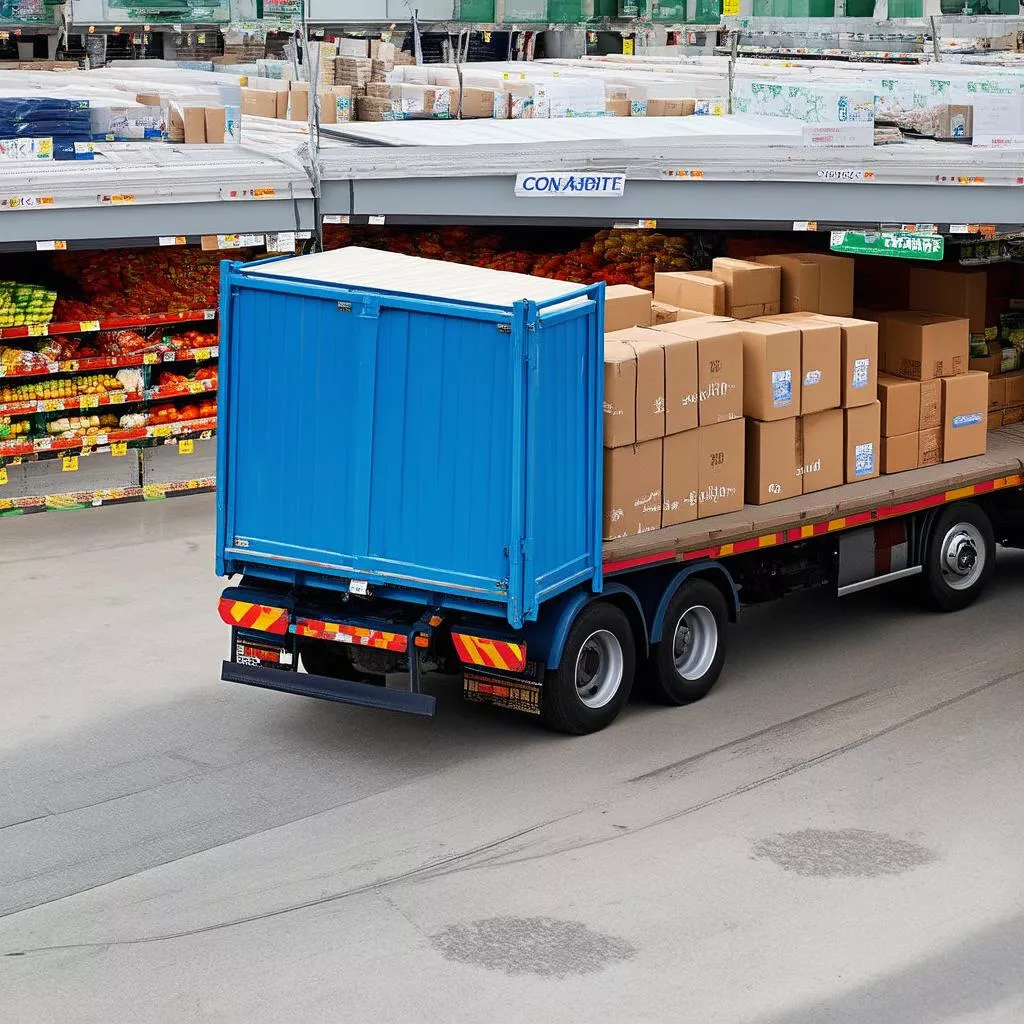 Delivery truck at Satrafoods supermarket