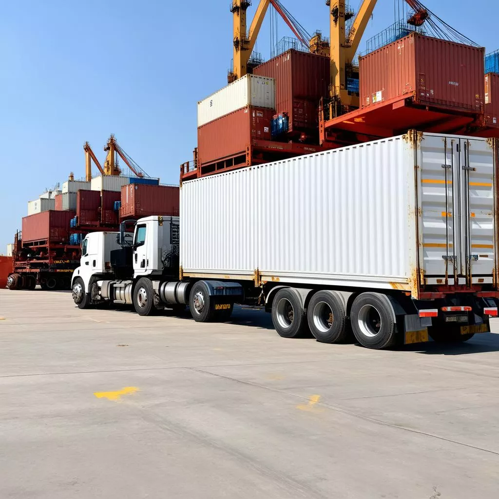 Truck carrying cargo at the port