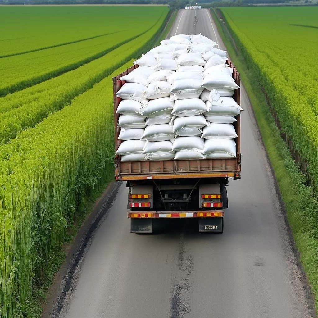 Truck carrying fertilizer