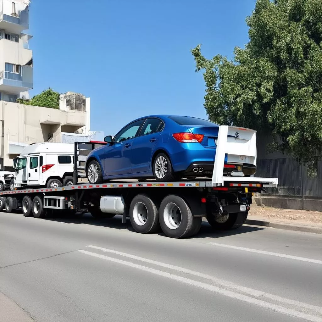 LKW transportiert ein Auto