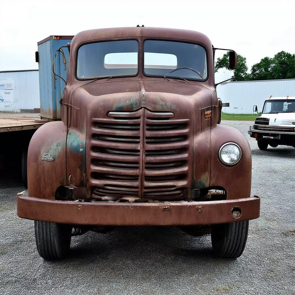 Used truck carrying goods