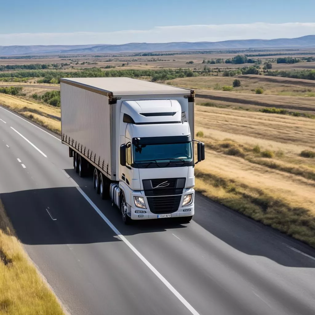 Xe tải di chuyển trên đường