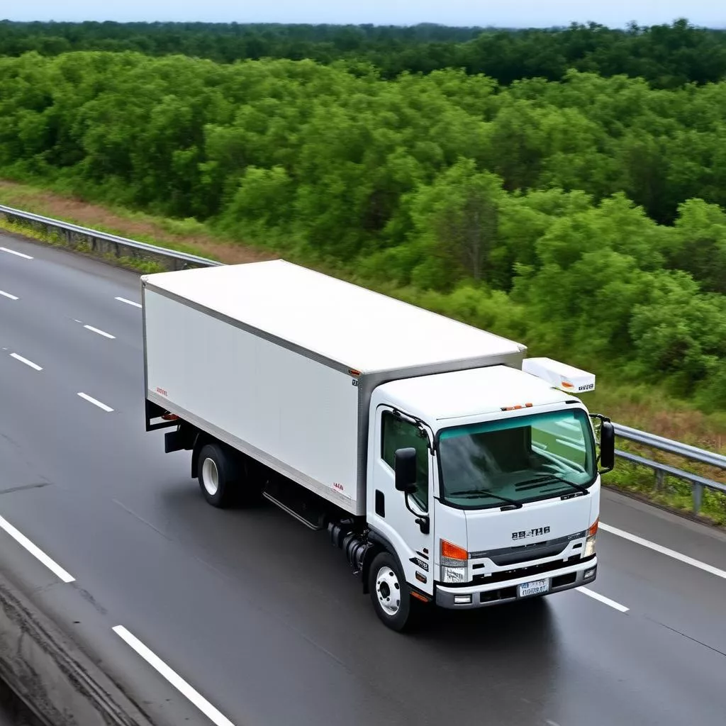 Truck driving on the road