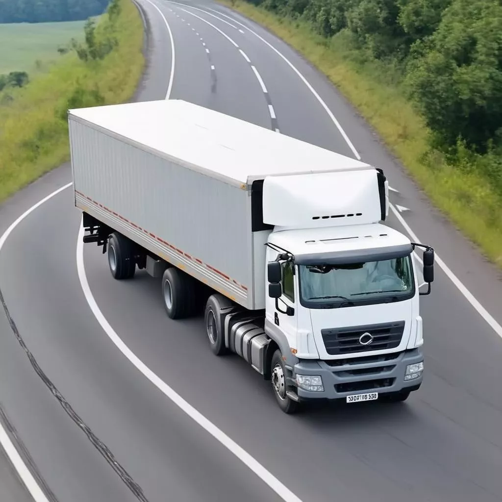 Xe tải đi trên đường cao tốc