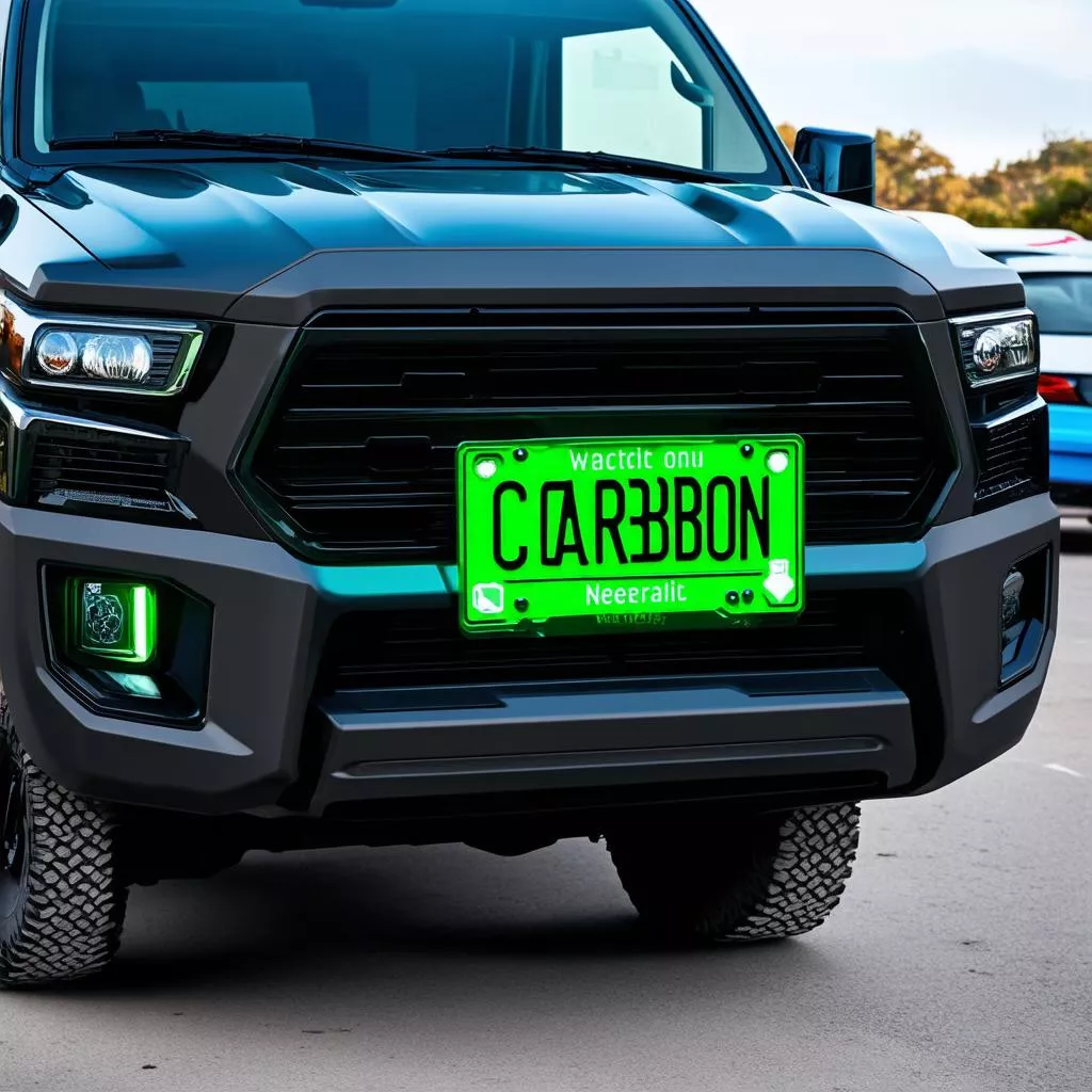 Camião elétrico com matrícula de carbono